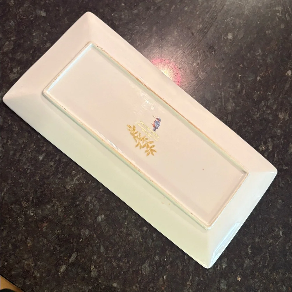 Williams Sonoma Aqua Platter with gold paisley
